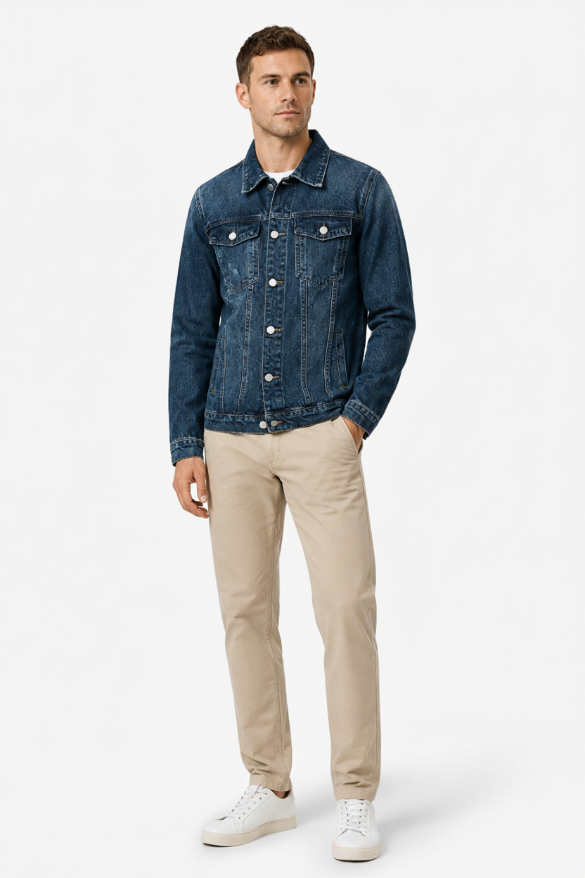 VALERIQUE | Homme Veste en denim coupe ajustée style décontracté