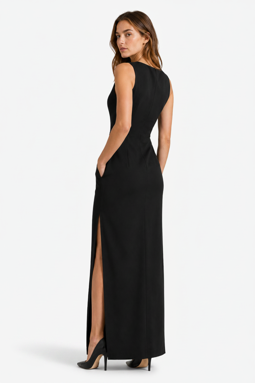 VALERIQUE | Robe Longue Minimaliste pour Femme – Col Bateau