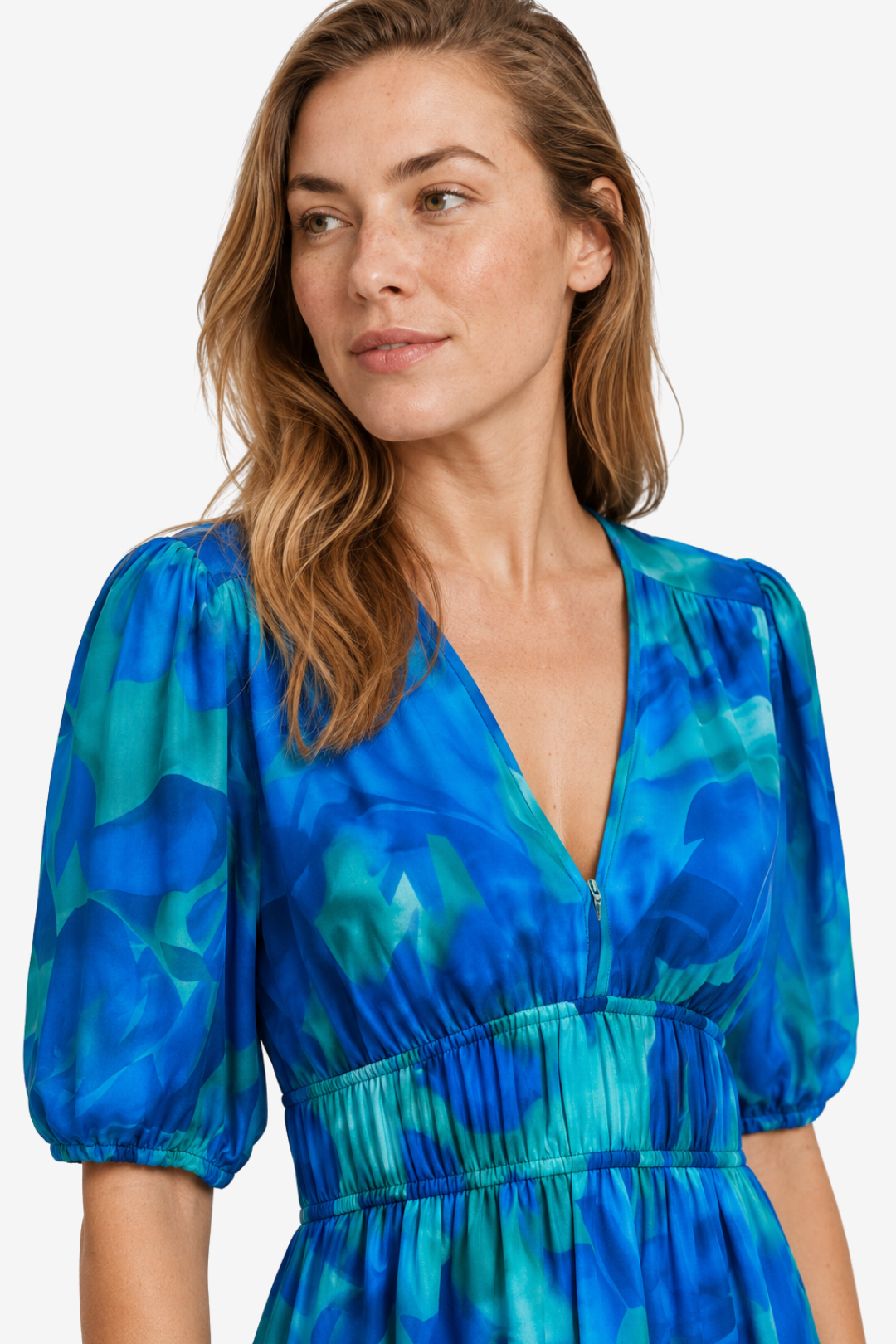 VALERIQUE | Robe à Col V en Coton Léger pour Femme – Taille Marquée