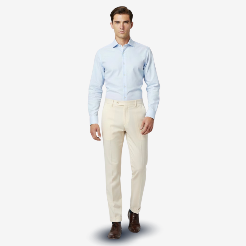 VALERIQUE | Pantalon Homme Coupe Slim en Mélange de Coton – Style Tailleur Moderne