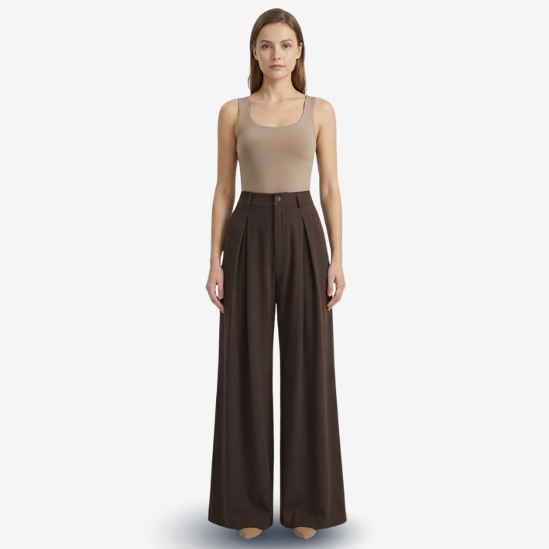 VALERIQUE | Pantalon Large Plissé Jacquard pour Femme – Élégance Fluide