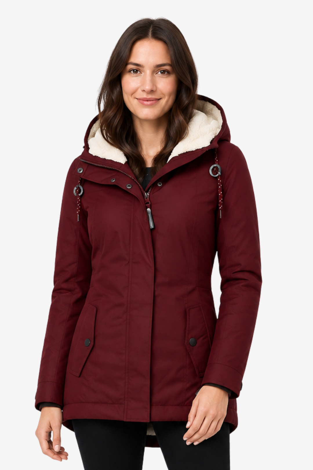 VALERIQUE | Veste d’Hiver à Capuche pour Femme – Doublure Pelucheuse Design Ajusté