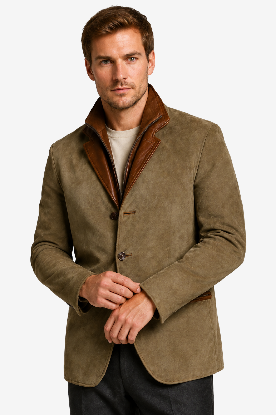 VALERIQUE | Veste de costume pour homme à deux boutons – Col à revers avec fermeture zippée superposée