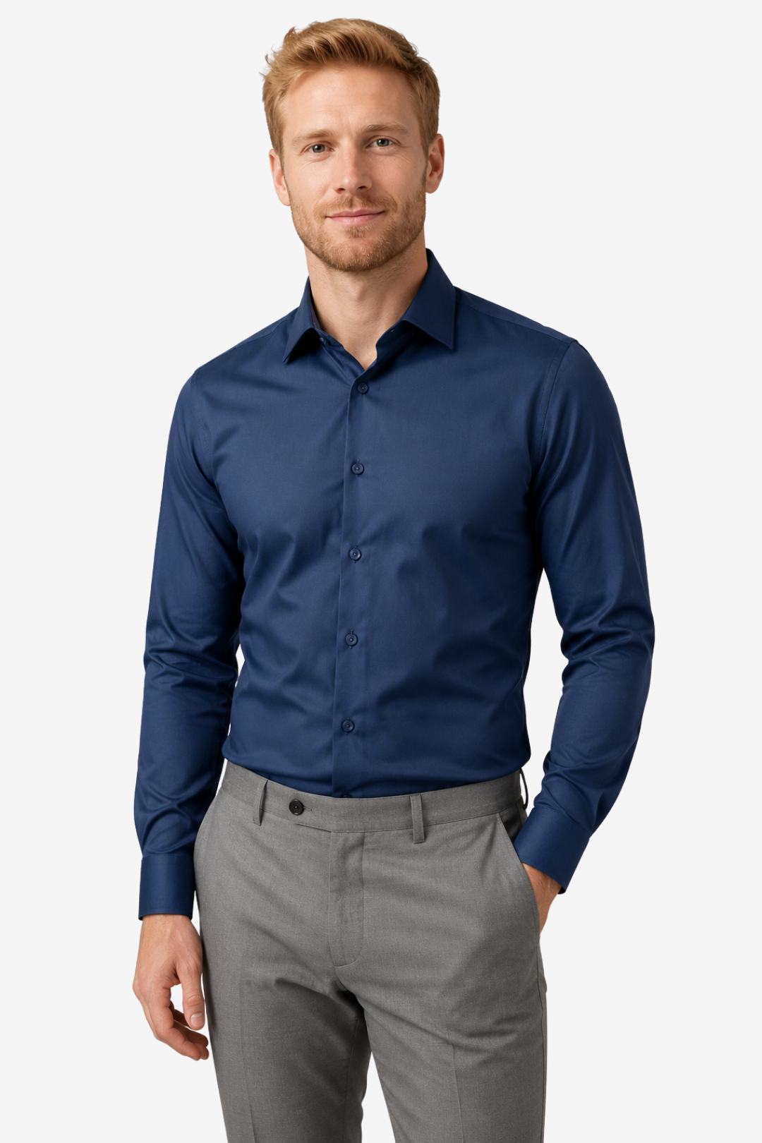 VALERIQUE | Homme Chemise en coton coupe ajustée manches longues style décontracté