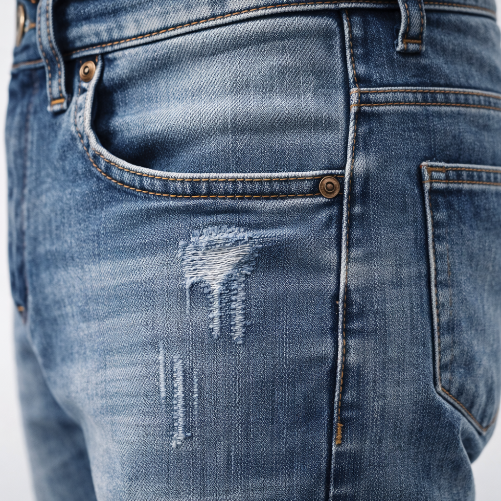 VALERIQUE | Jean Droit Taille Haute en Denim Bleu Clair pour homme – Coupe Classique
