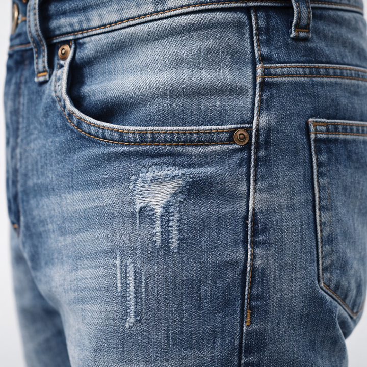 VALERIQUE | Jean Droit Taille Haute en Denim Bleu Clair pour homme – Coupe Classique