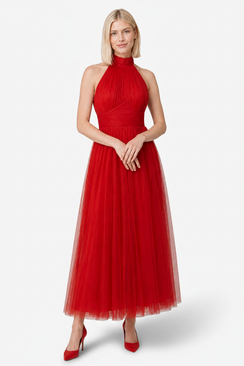 VALERIQUE | Robe Longue Fluide en Coton Léger pour Femme – Col Halter