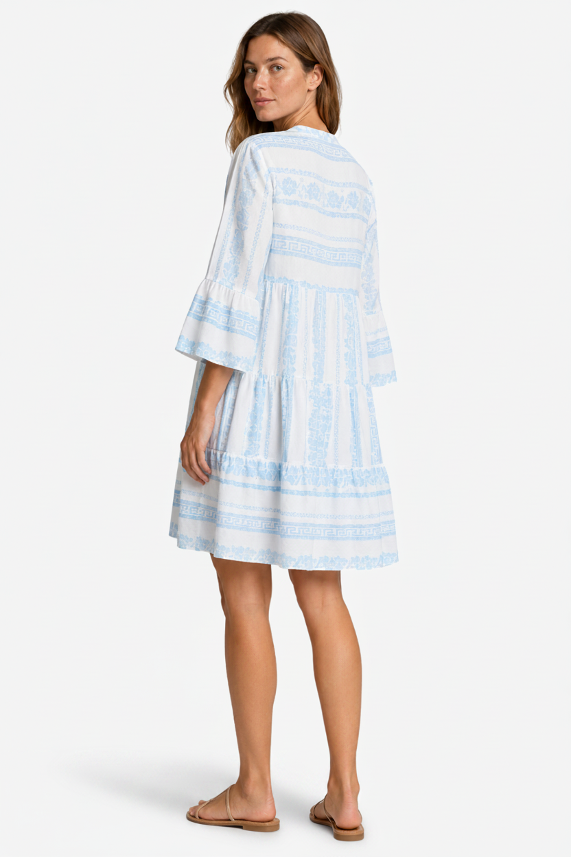 VALERIQUE | Robe Midi Ample pour Femme – Col V et Boutonnée