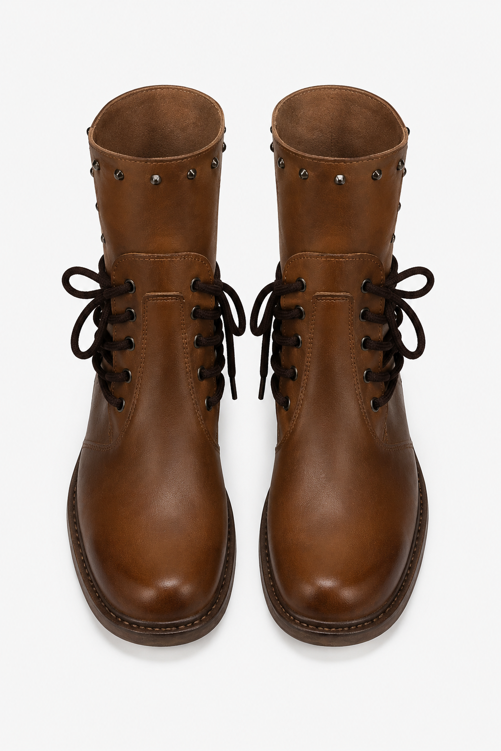VALERIQUE | Femme bottines café à lacets avec talon bloc et bout rond