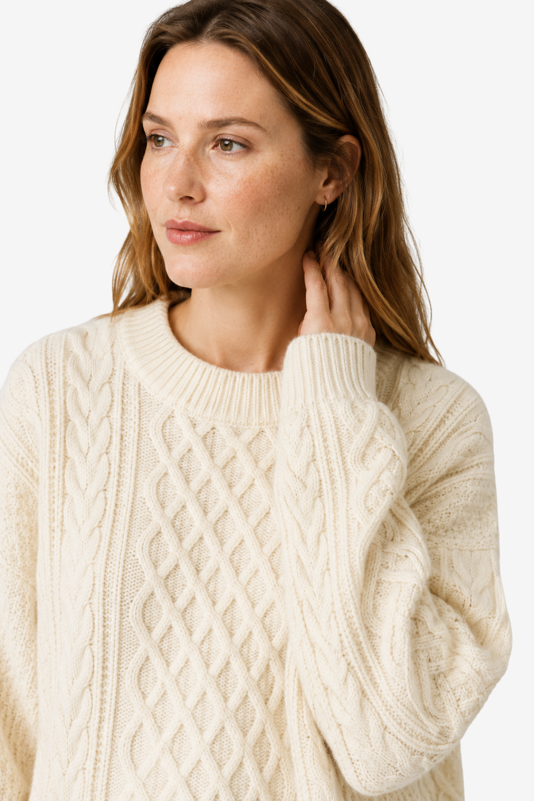 VALERIQUE | Pull en Maille Torsadée pour Femme – Col Rond Texturé Design Décontracté