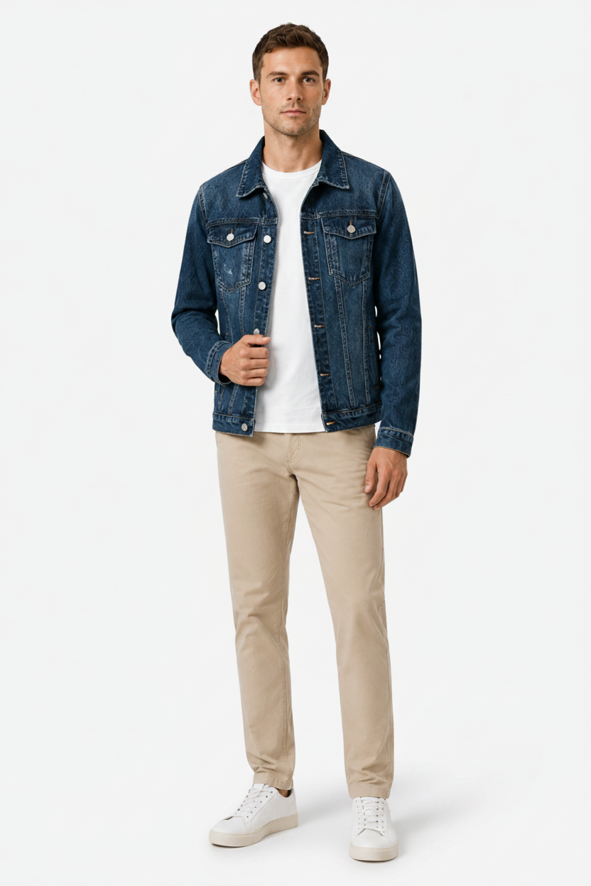 VALERIQUE | Homme Veste en denim coupe ajustée style décontracté