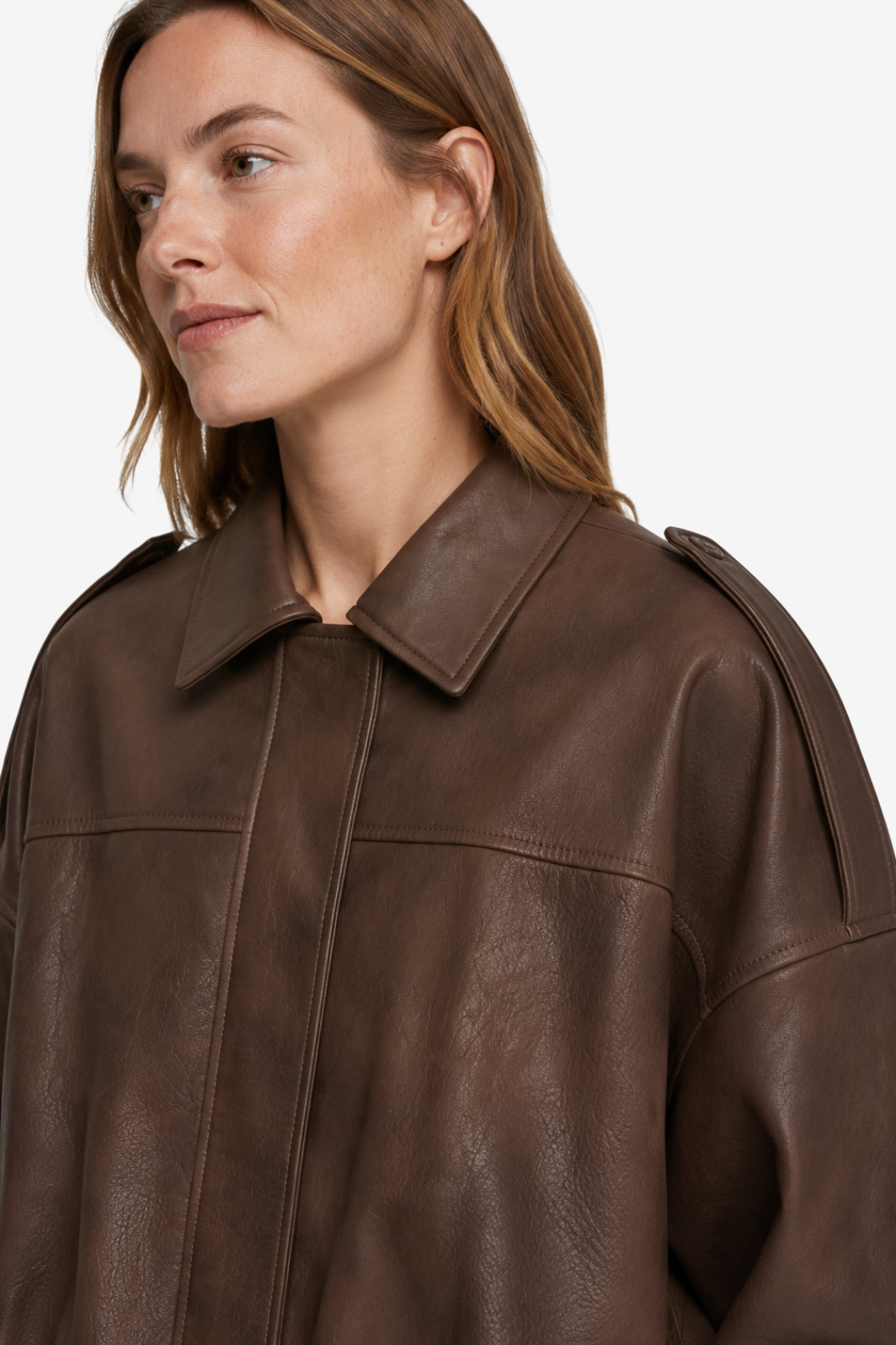 VALERIQUE | Veste Oversized en Cuir Femme - Café, Beige et Noir
