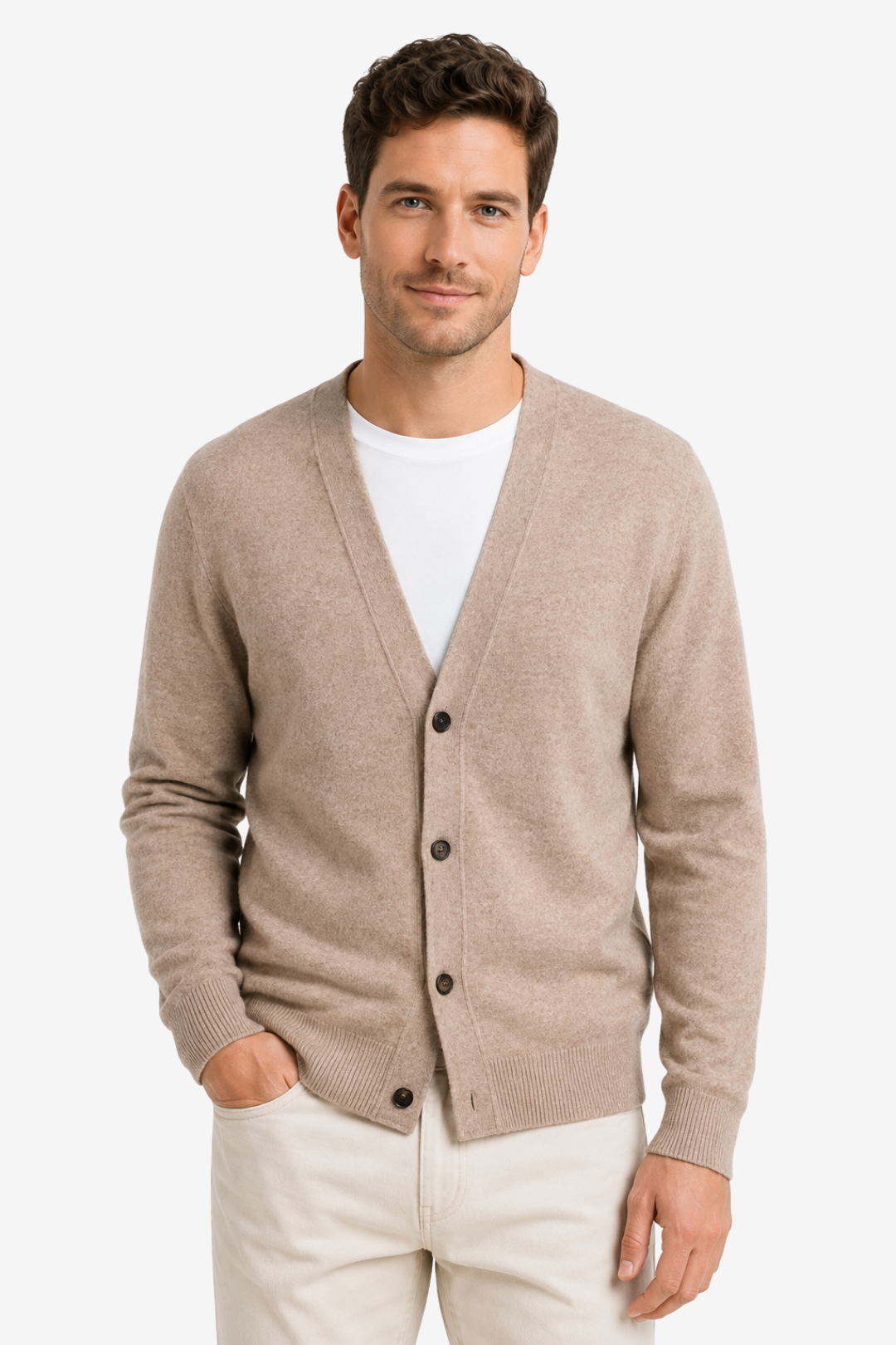 VALERIQUE | Cardigan Homme en Laine Mérinos – Design Classique à Boutons