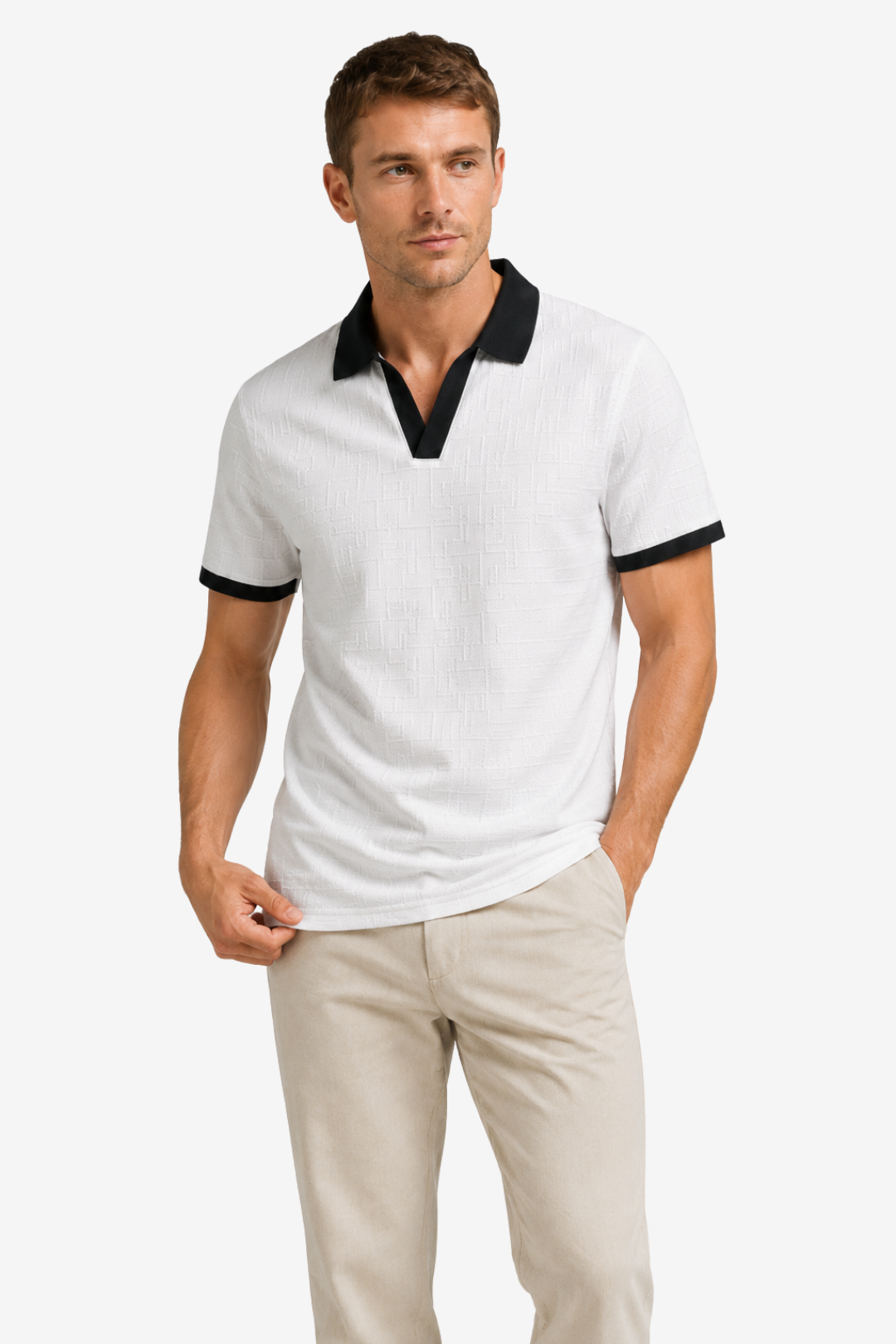 VALERIQUE | Polo à Col V pour Homme – Col Contrasté et Coupe Régulière