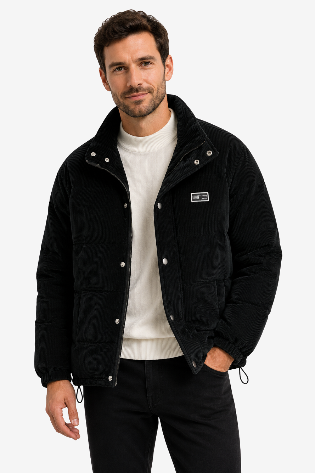 VALERIQUE | Doudoune pour Homme – Col Montant Velours Côtelé Design Décontracté