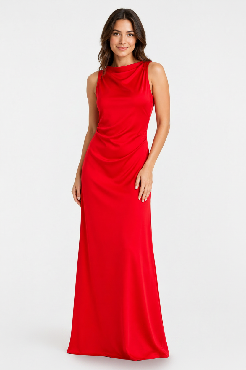 VALERIQUE | Robe Midi Satinée Type Slip pour Femme – Élégance Fluide