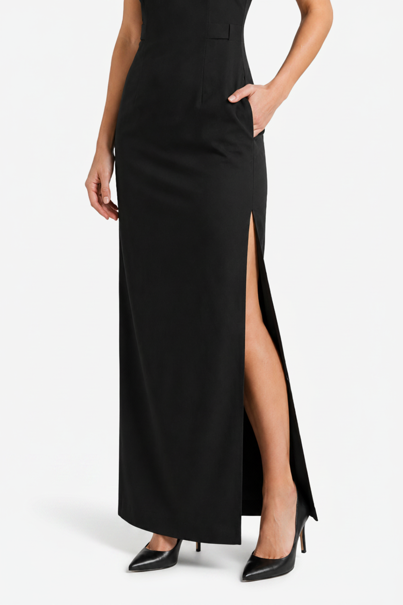 VALERIQUE | Robe Longue Minimaliste pour Femme – Col Bateau