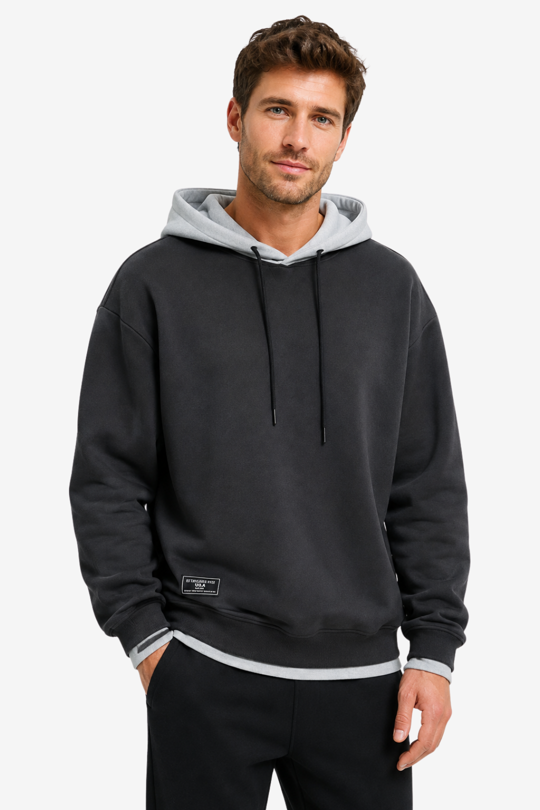 VALERIQUE | Sweat à Capuche Superposé pour Homme – Capuche Contrastante Coupe Décontractée à Enfiler