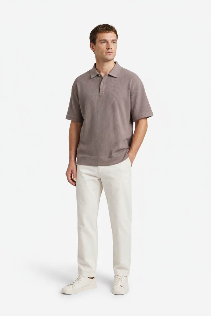 Valerique | Polo Homme en Coton Maille Côtelée – Col Classique Décontracté