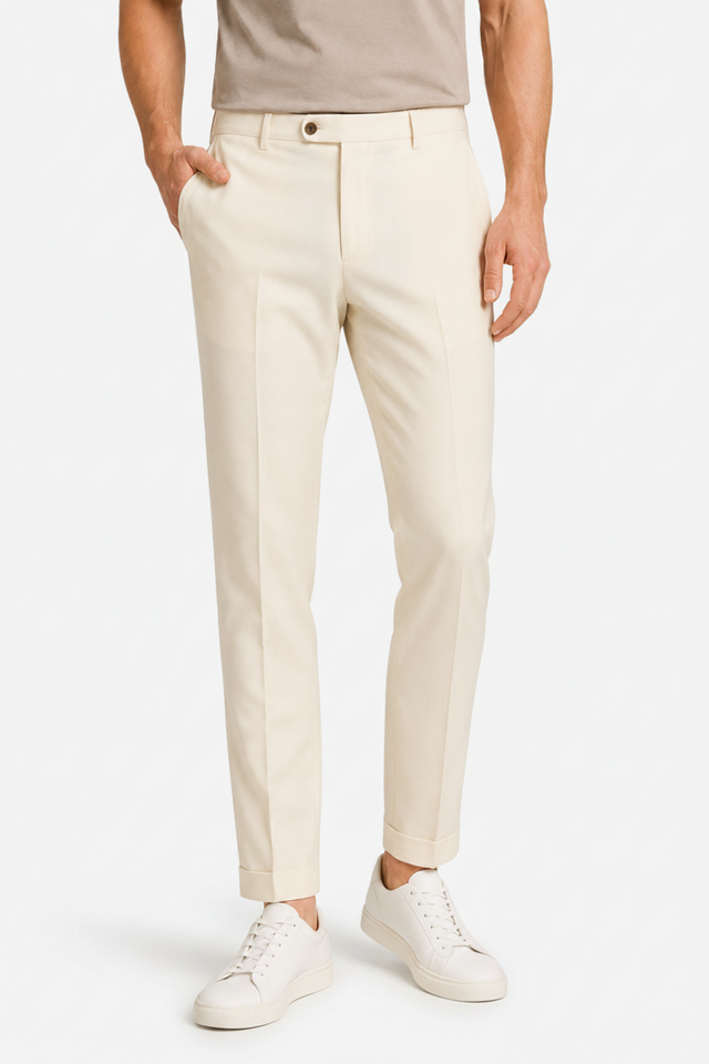 VALERIQUE | Pantalon Homme Coupe Slim en Mélange de Coton – Style Tailleur Moderne