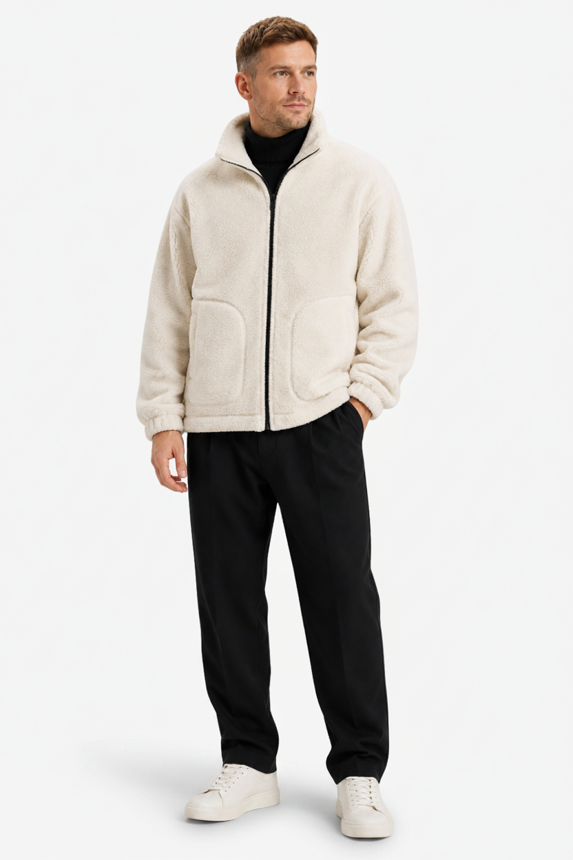 VALERIQUE | Veste Polaire pour Homme – Col Montant Fermeture Zippée Design Décontracté