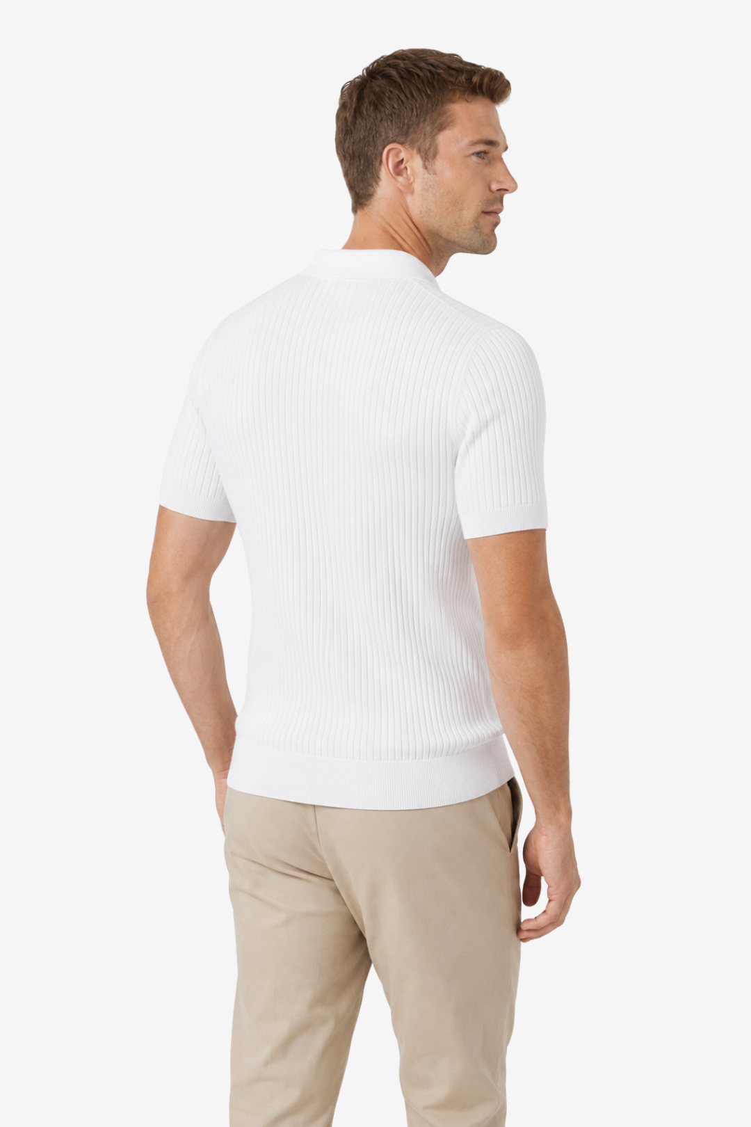 VALERIQUE | Polo Ajusté en Maille Côtelée Légère pour Homme – Col Ouvert Décontracté