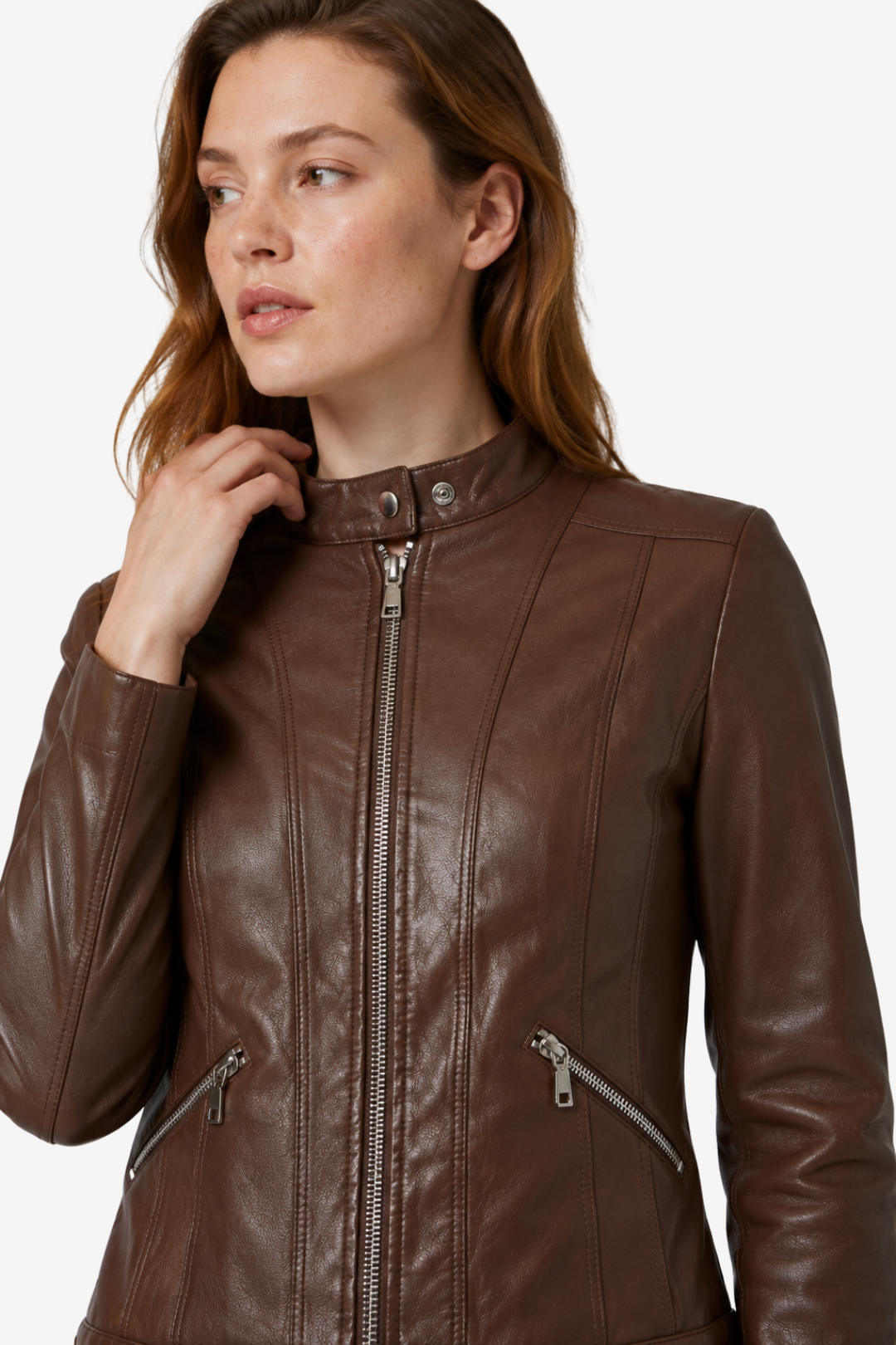 VALERIQUE | Veste en Cuir Femme - Café et Noir