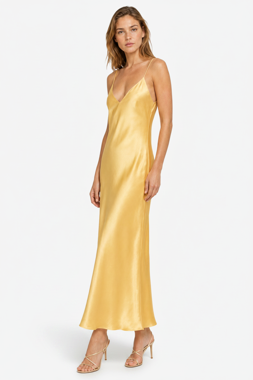 VALERIQUE | Femme Robe longue à fines bretelles coupe fluide style décontracté