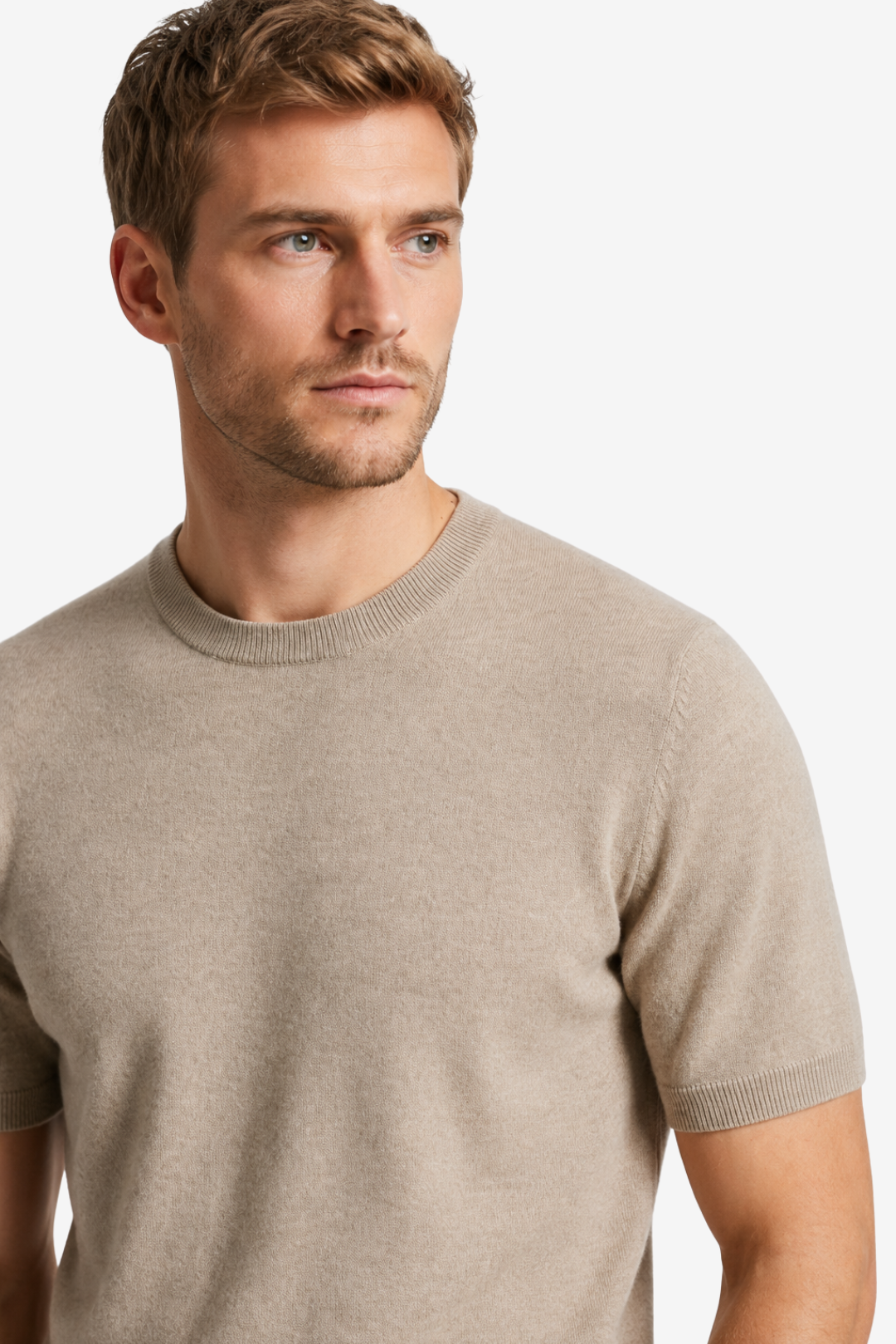 VALERIQUE | Homme T-shirt maille fine coupe ajustée col rond style minimaliste