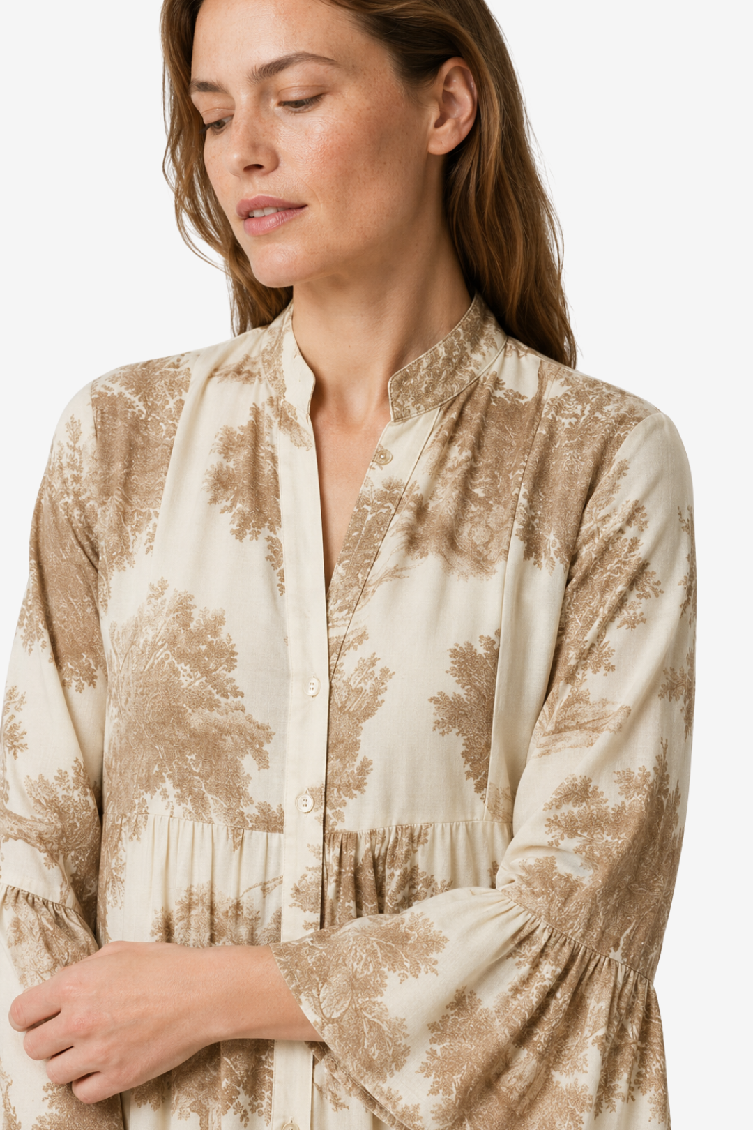 VALERIQUE | Femme Robe longue imprimé coupe ample manches longues style décontracté