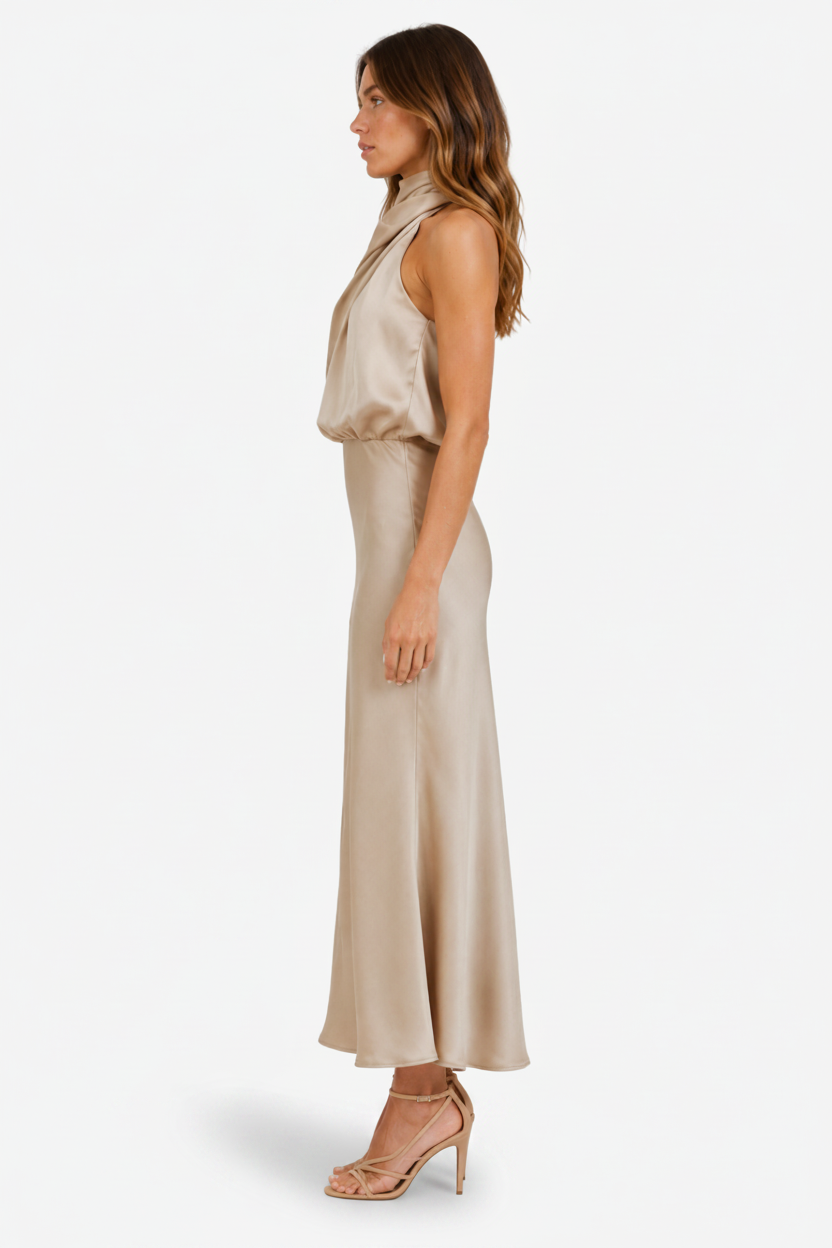 VALERIQUE | Robe Coton Col Halter pour Femme – Coupe Midi