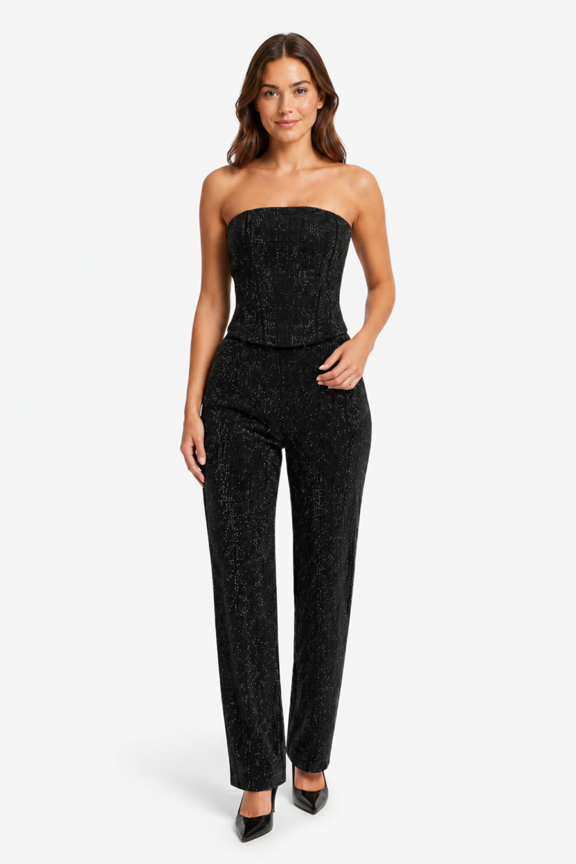 VALERIQUE | Ensemble Bustier et Pantalon en Coton Léger pour Femme – Coupe Ajustée