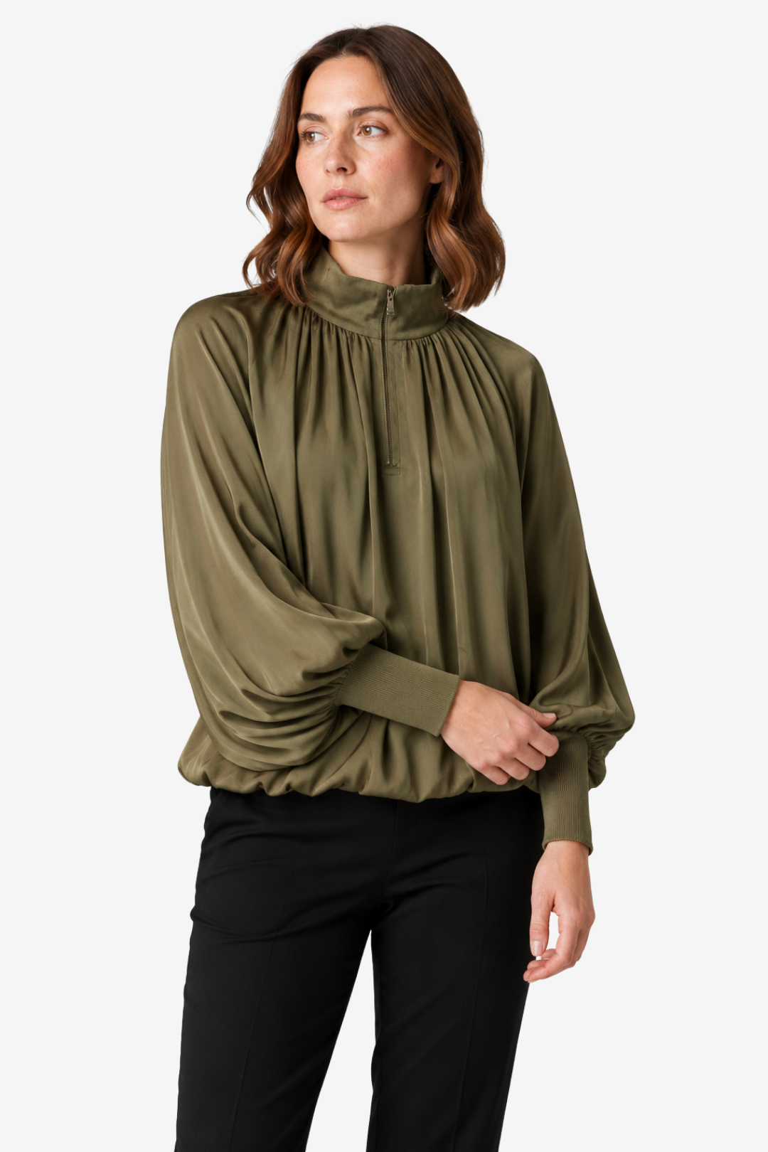 VALERIQUE | Blouse à Revers Plissés pour Femme – Élégance Fluide