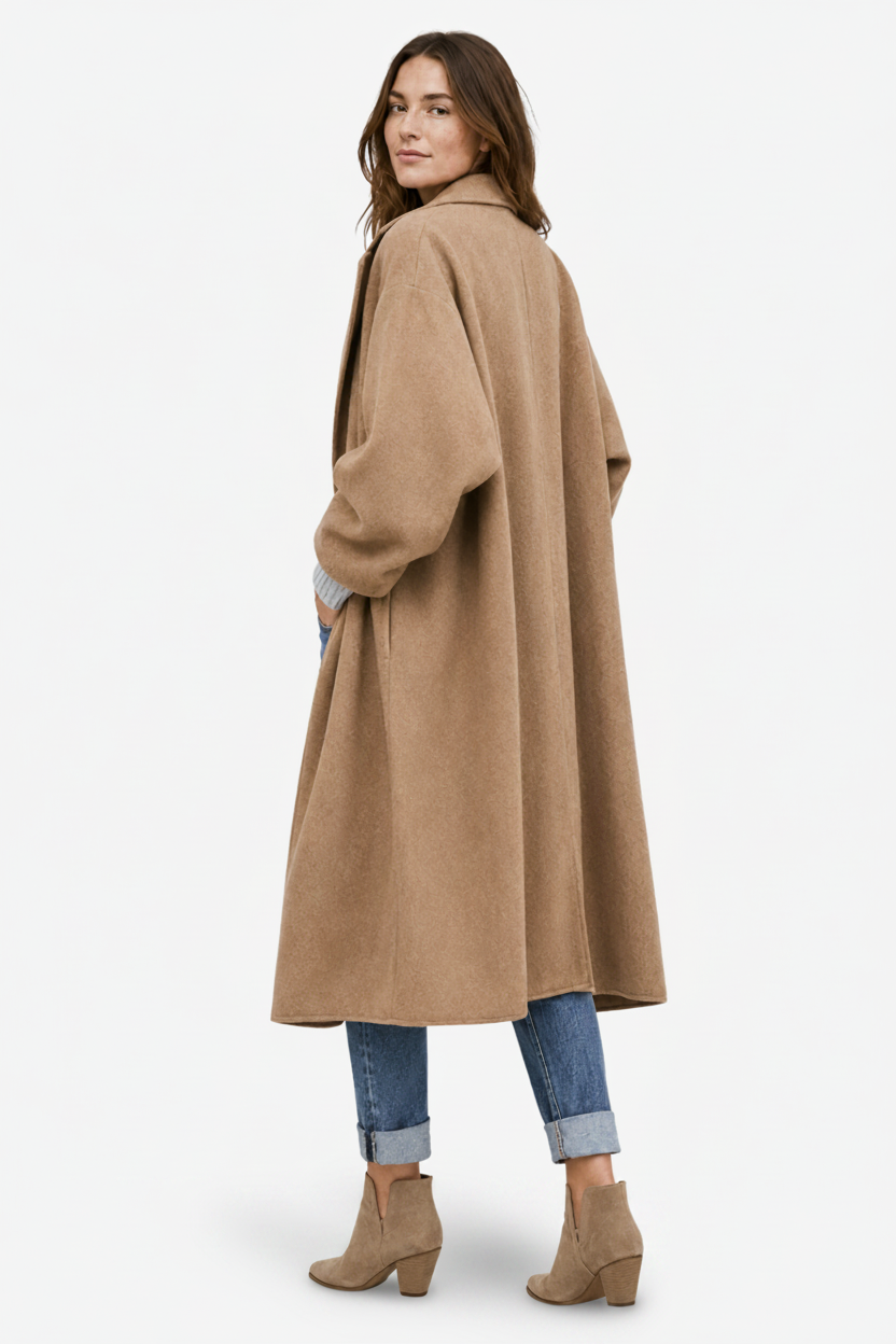 VALERIQUE | Manteau Long pour Femme – Devant Ouvert Coupe Oversize Décontractée