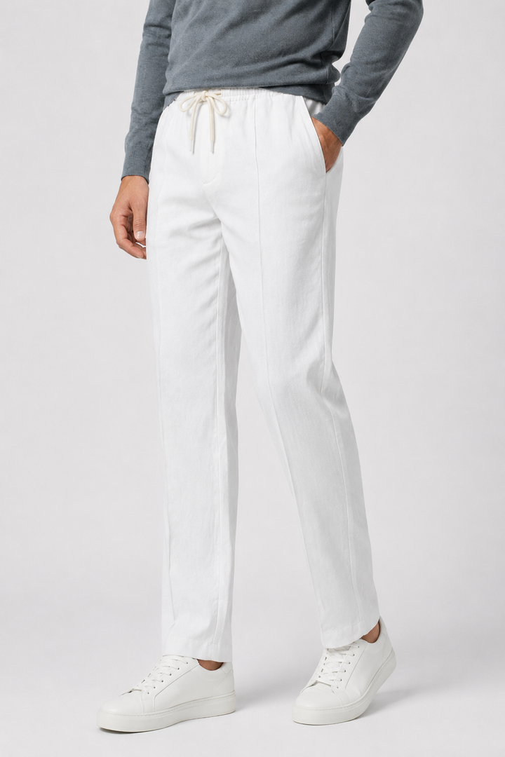 VALERIQUE | Homme Pantalon Décontracté en Mousseline - Taille Élastiquée avec Cordon de Serrage, Poches Latérales