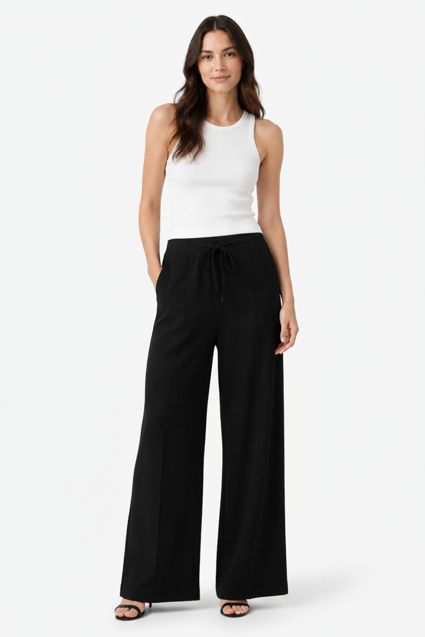 VALERIQUE | Pantalon Large en Laine Pure pour Femme – Élégance Décontractée