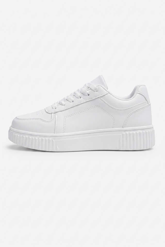 VALERIQUE | Homme baskets basses blanches à lacets avec semelle épaisse crantée style minimaliste pour usage quotidien