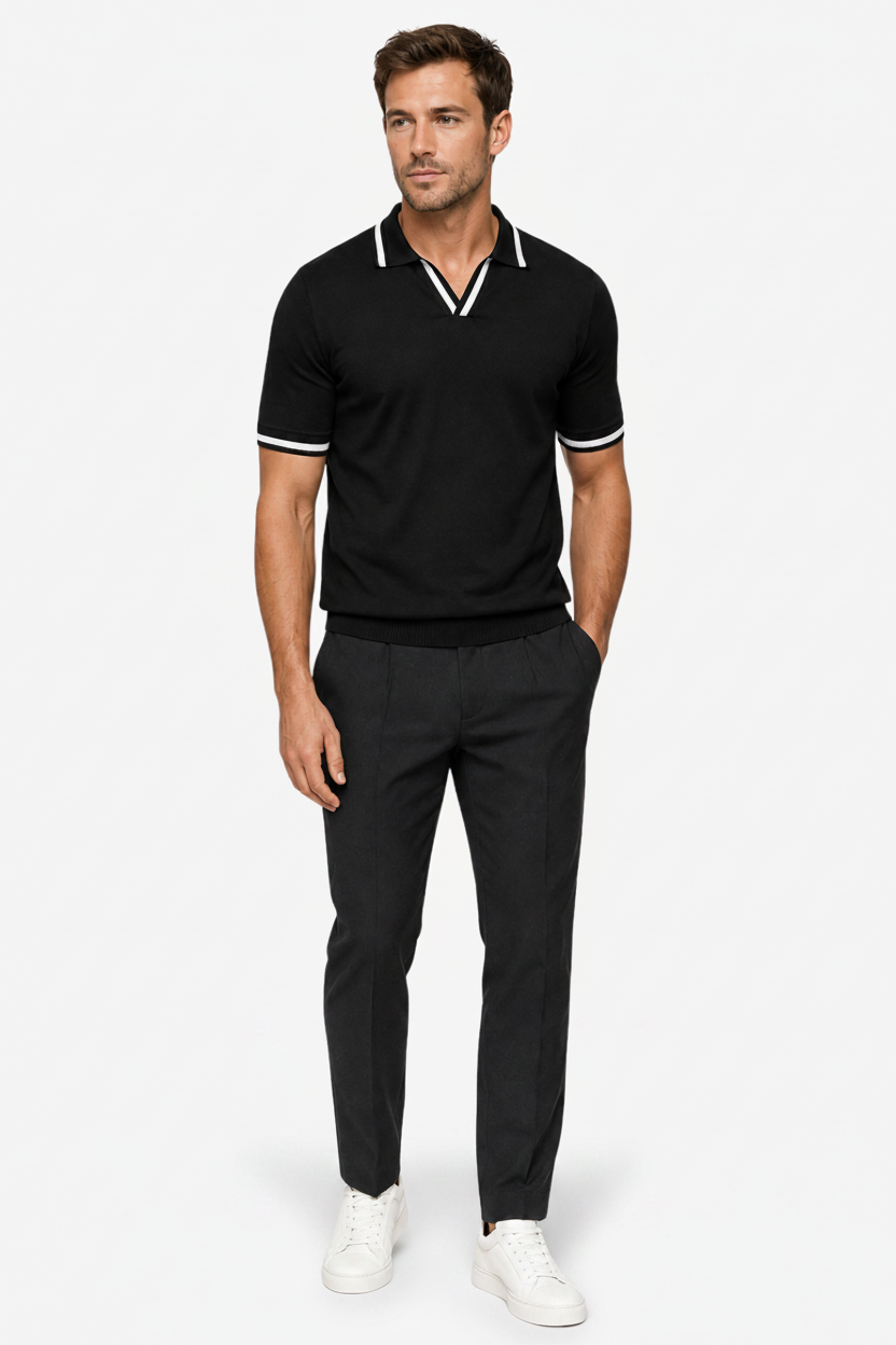 VALERIQUE | Homme Polo en coton coupe ajustée manches courtes col contrasté style décontracté