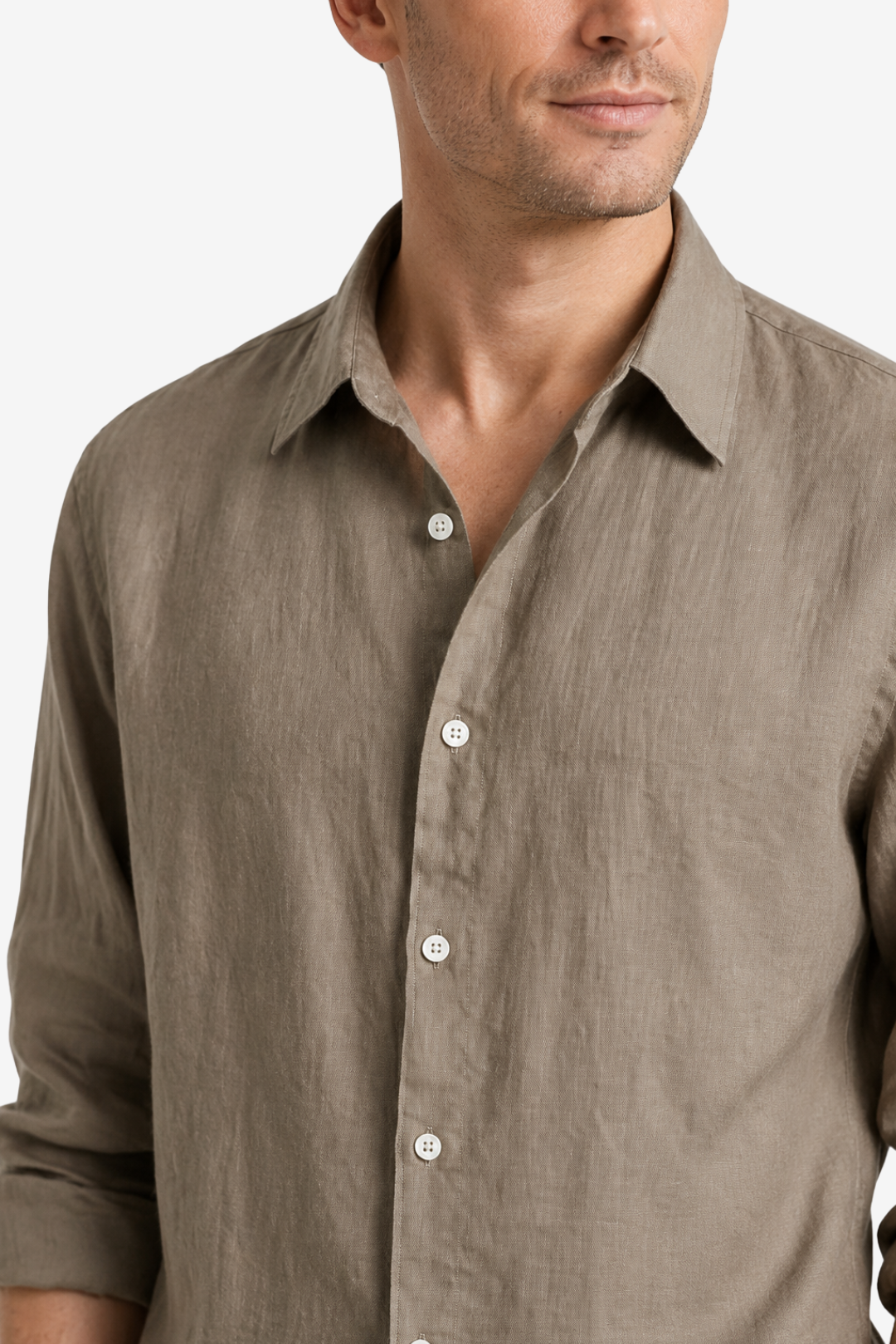 VALERIQUE | Homme Chemise en lin coupe ajustée manches longues décontracté