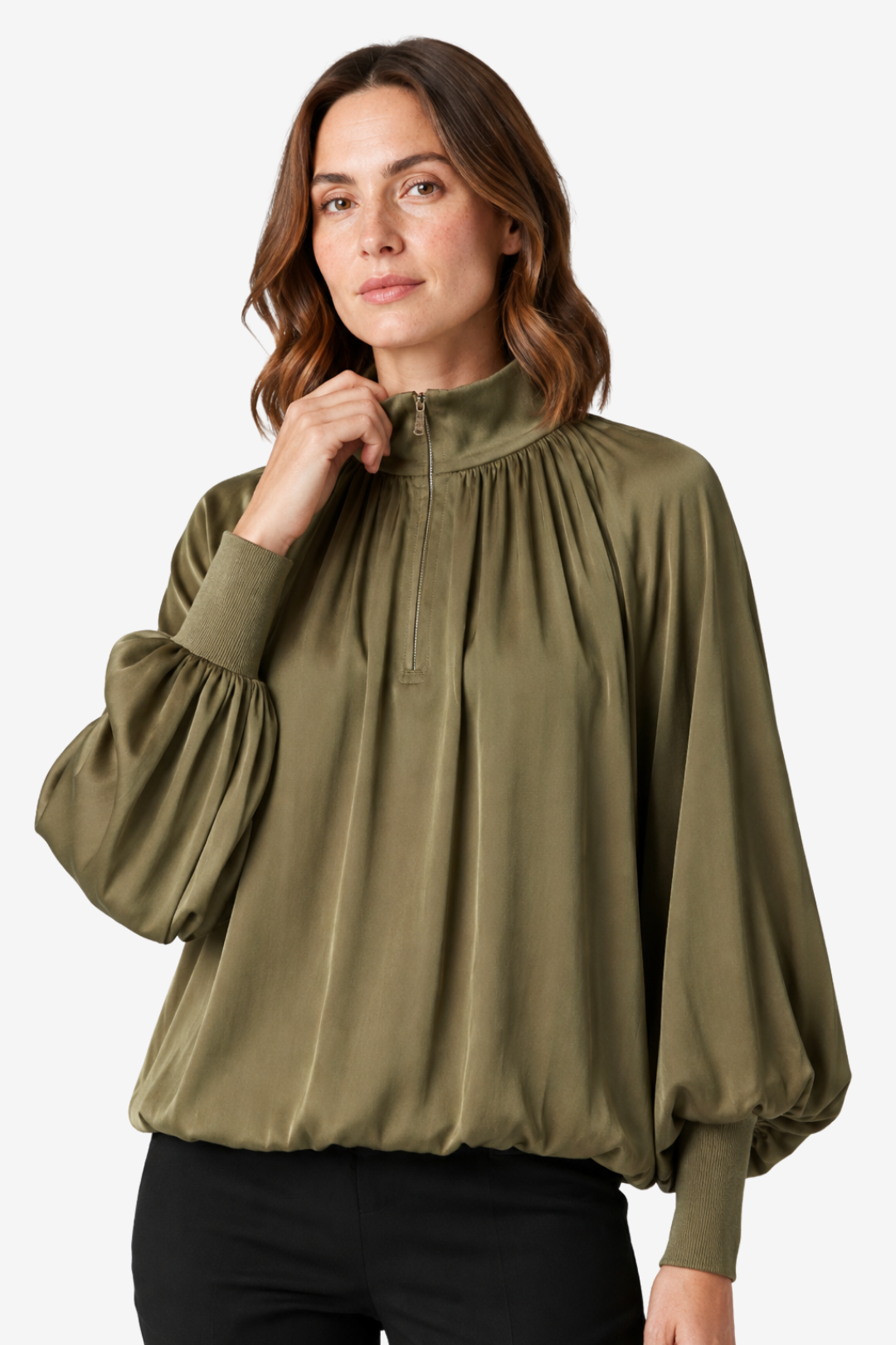VALERIQUE | Blouse à Revers Plissés pour Femme – Élégance Fluide