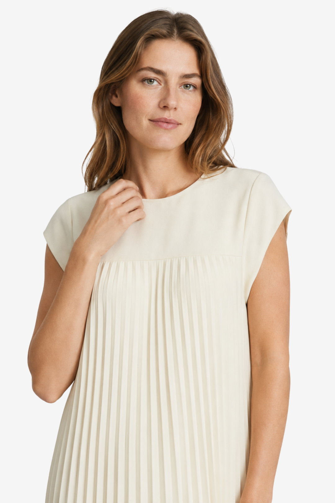 VALERIQUE | Femme Robe midi plissée coupe ample manches courtes style décontracté