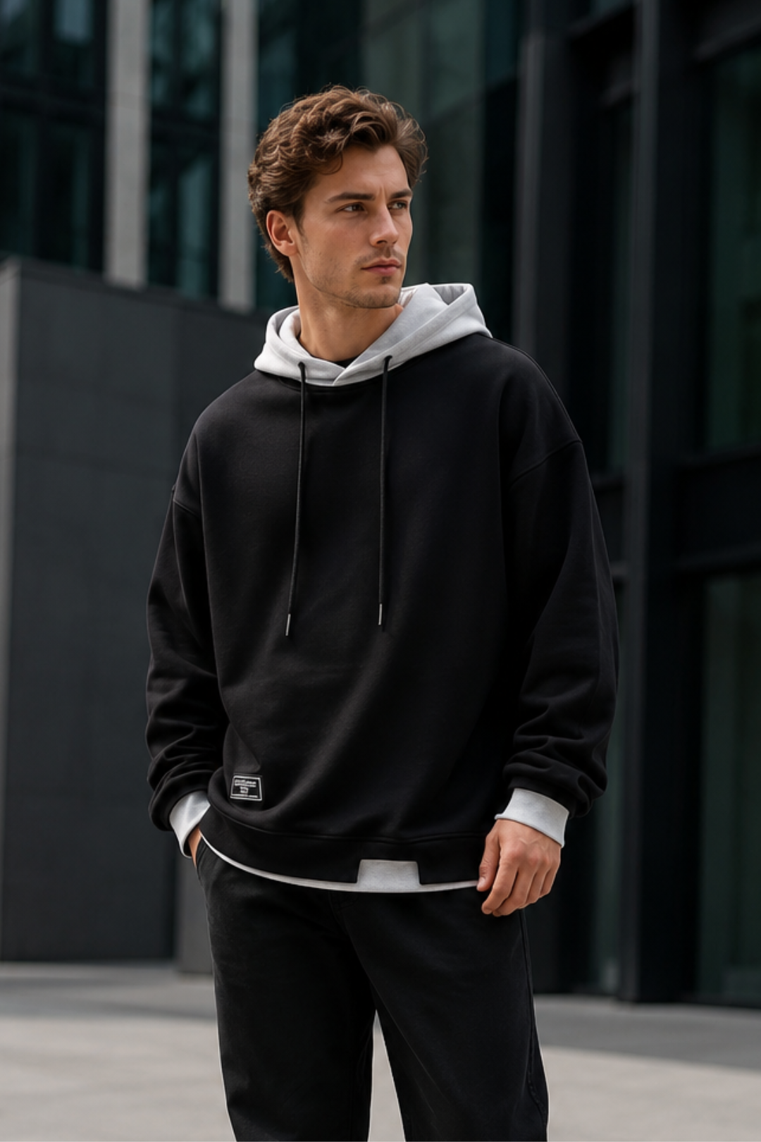 VALERIQUE | Sweat à Capuche Superposé pour Homme – Capuche Contrastante Coupe Décontractée à Enfiler
