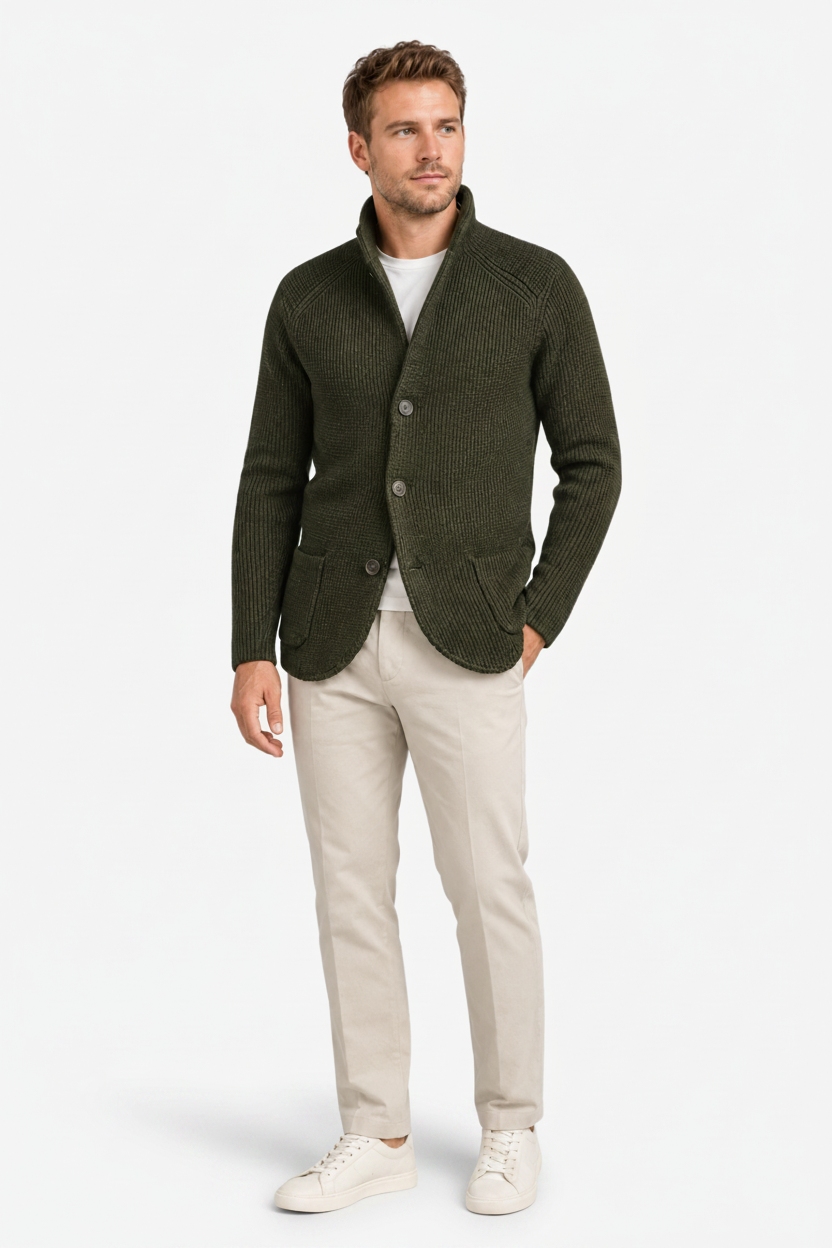 VALERIQUE | Blazer Cardigan en Maille pour Homme – Élégant à Boutons