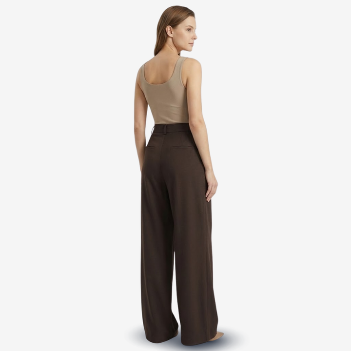 VALERIQUE | Pantalon Large Plissé Jacquard pour Femme – Élégance Fluide