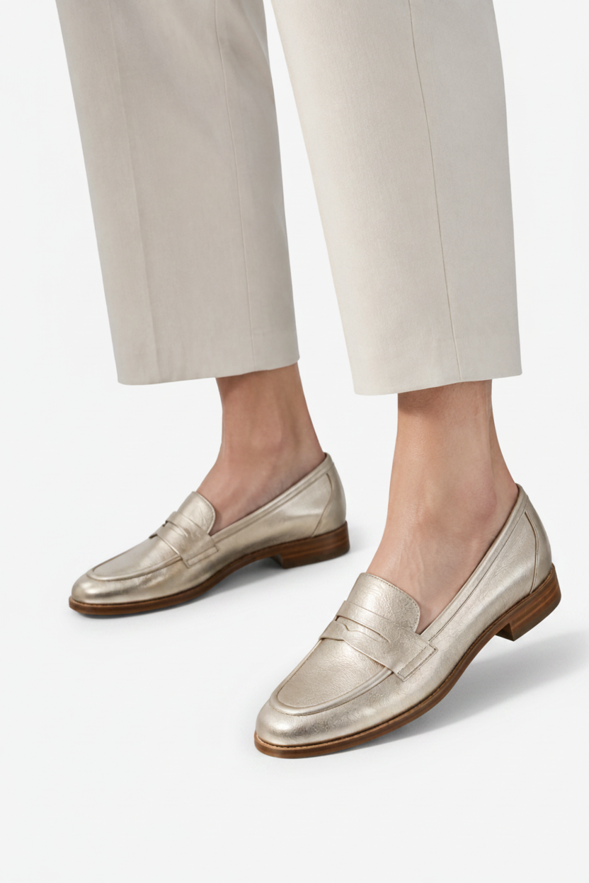 VALERIQUE | Mocassins patchwork à bout rond pour femmes – Bride penny classique et modèle facile à enfiler