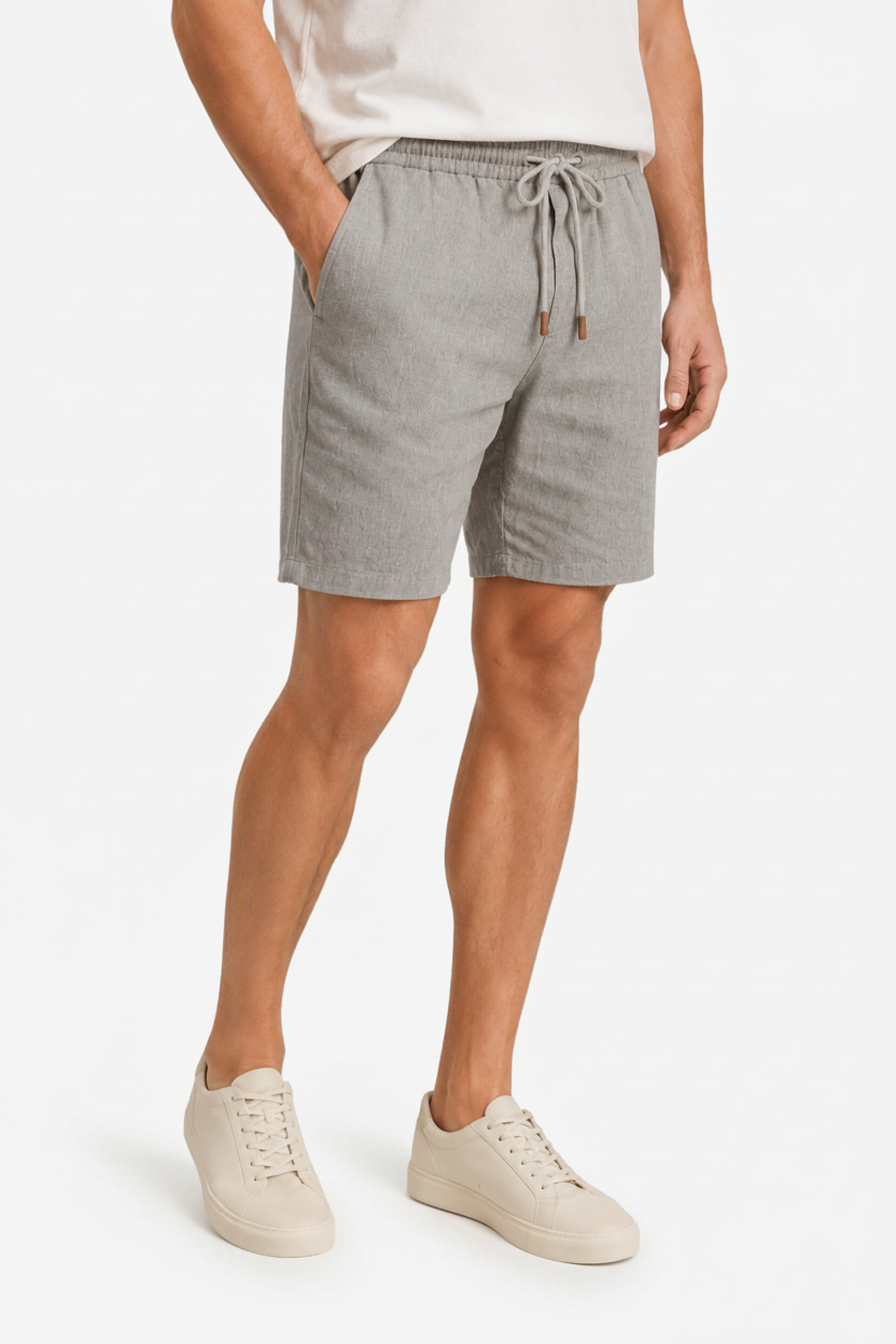 VALERIQUE | Homme Chino Short Décontracté en Mousseline - Taille Élastiquée avec Cordon de Serrage, Poches Latérales