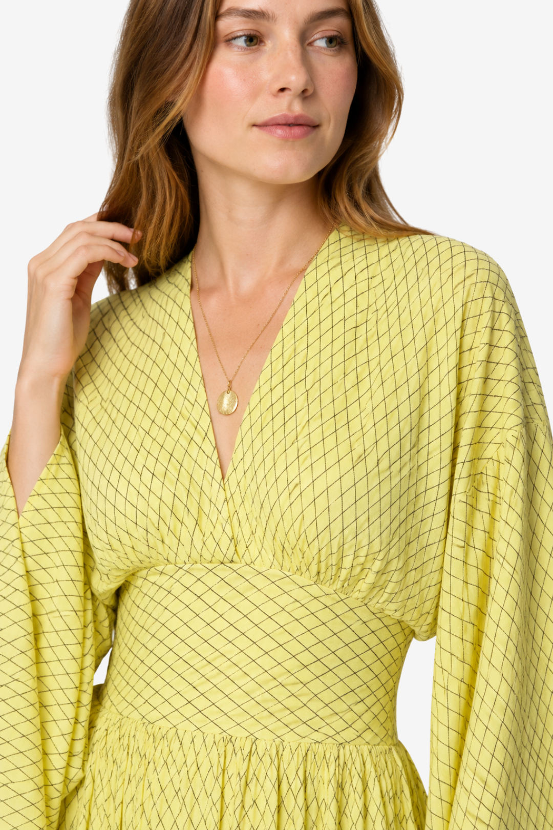 VALERIQUE | Robe Longue en Coton Léger Texturé pour Femme – Manches Amples