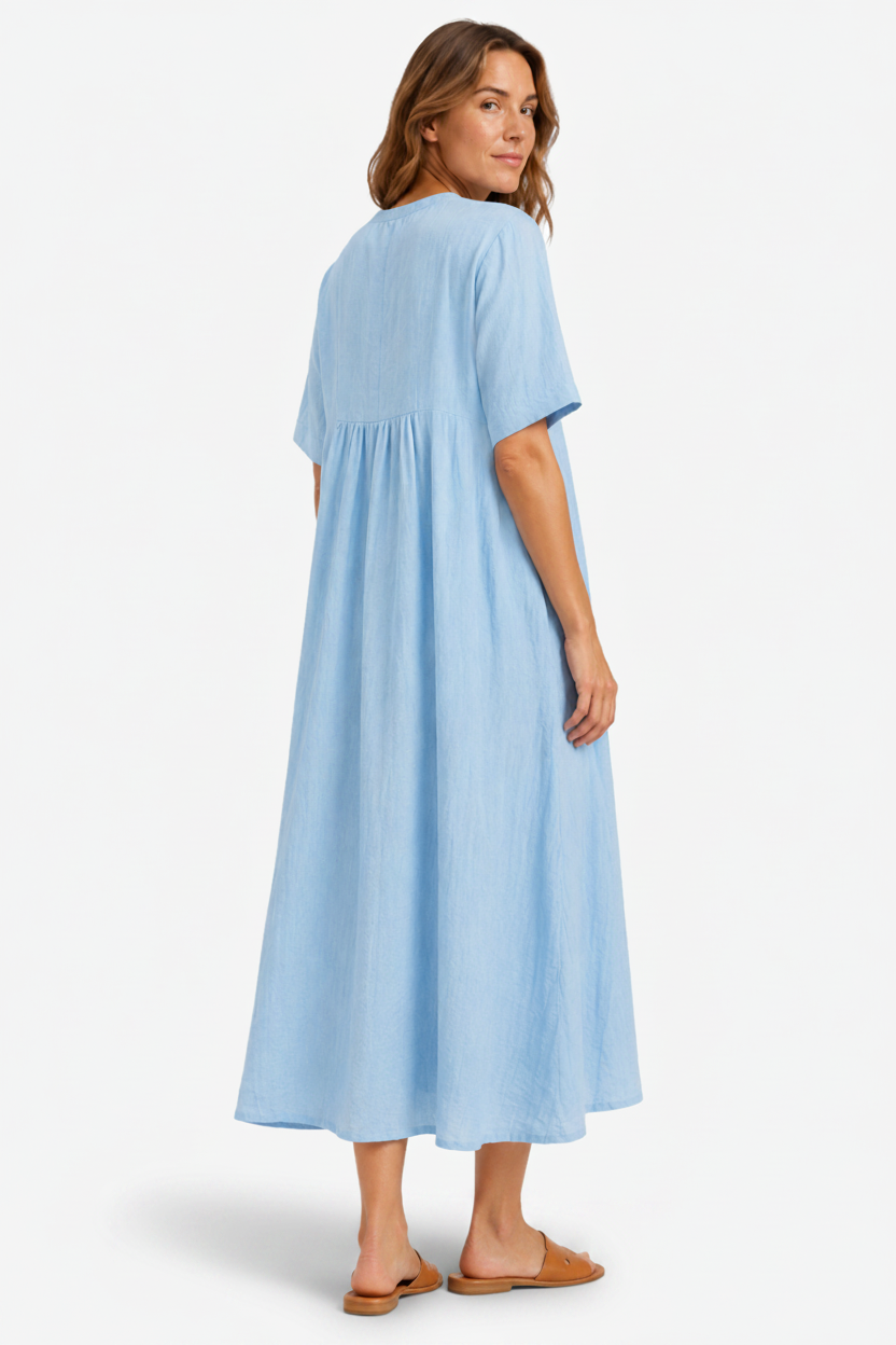 VALERIQUE | Robe Midi Ample pour Femme – Col V