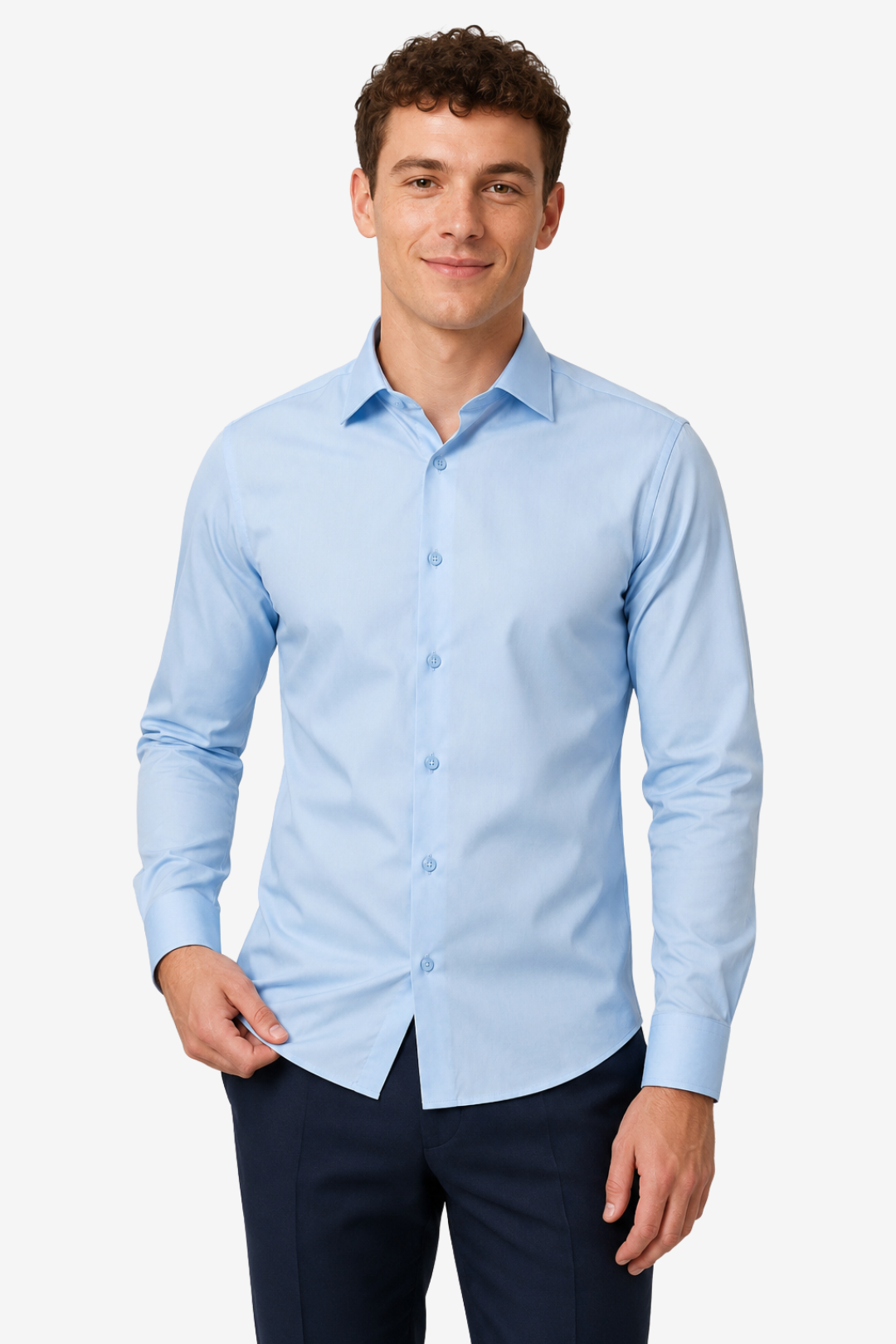 VALERIQUE | Homme Chemise en coton coupe ajustée manches longues style décontracté