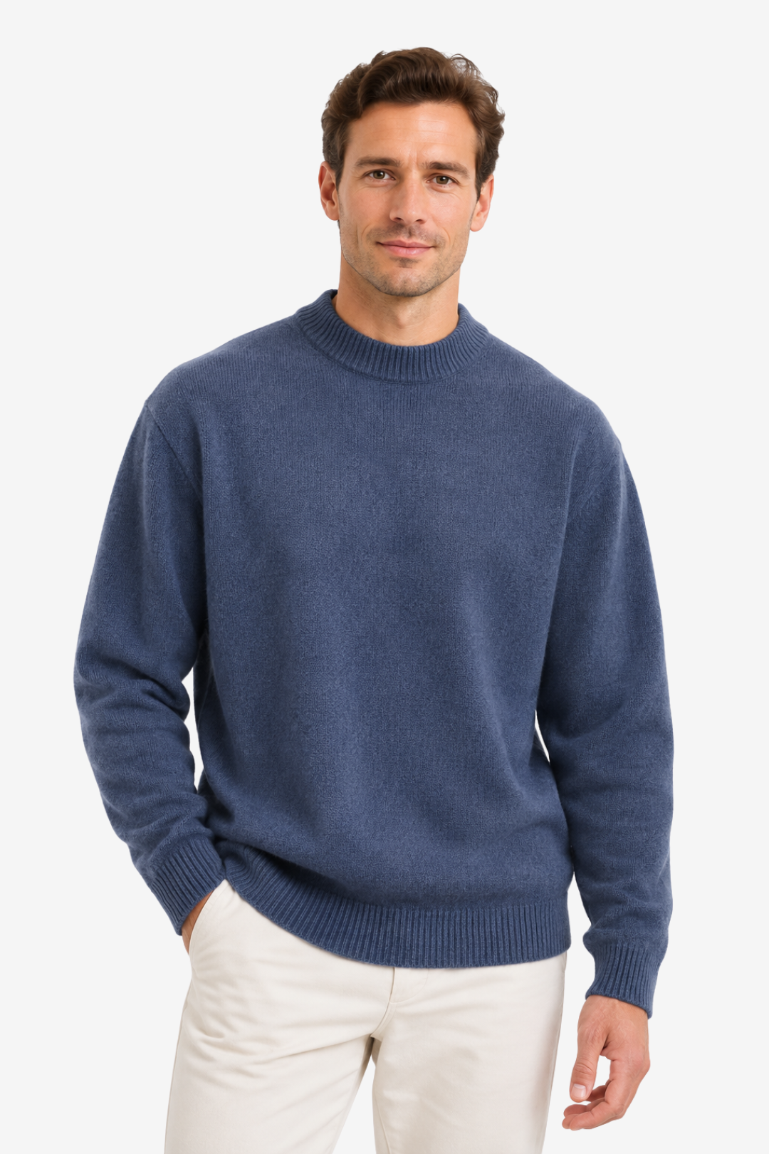 VALERIQUE | Pull Col Rond pour Homme – Maille Classique Manches Longues Finitions Côtelées